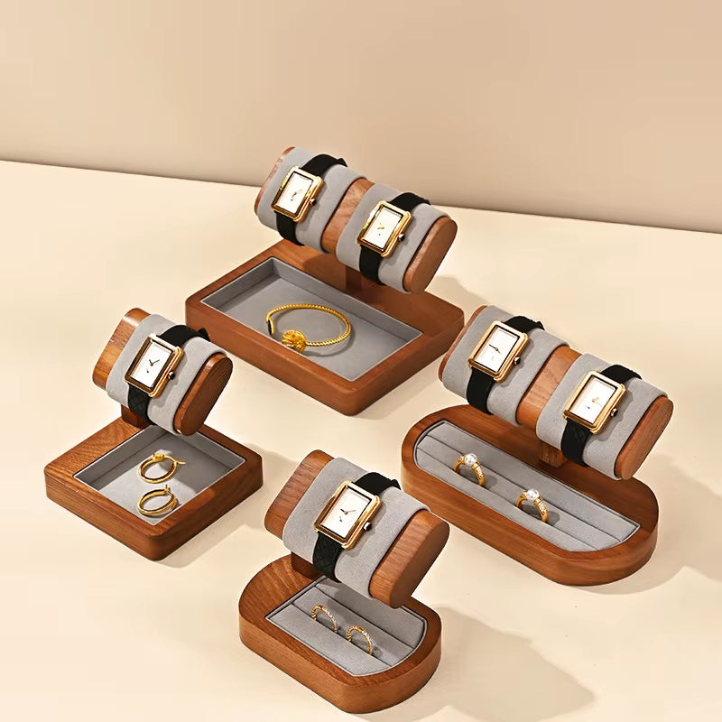 MISHITU T-shaped Watch Stand Wooden Jewelry Watch Display Stand Watch Storage Holder Bracelet Jewelry Display Watch Storage Rack