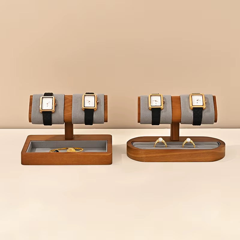 MISHITU T-shaped Watch Stand Wooden Jewelry Watch Display Stand Watch Storage Holder Bracelet Jewelry Display Watch Storage Rack