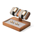 Jewelry display stand with rings on a white background